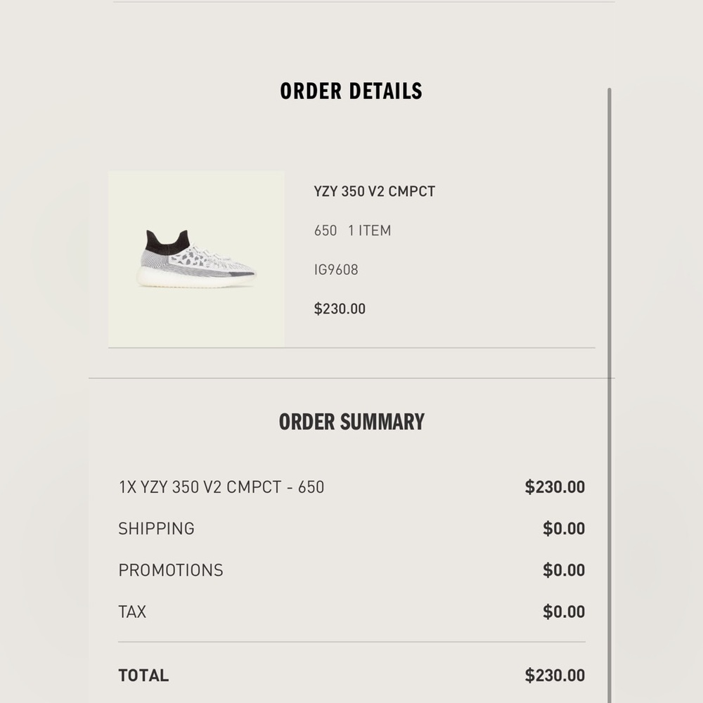 YZY 350V2 CMPCT Size10. New from Adidas website.